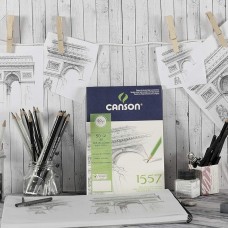 CANSON 1557® tekenpapier kopgelijmd, DIN A5-14,8 x 21 cm, 30 vellen, 180 g/ m², licht korrelig