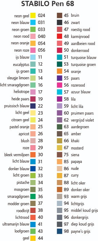 68 set stiften in karton - Stabilo - teken- en schildermaterialen