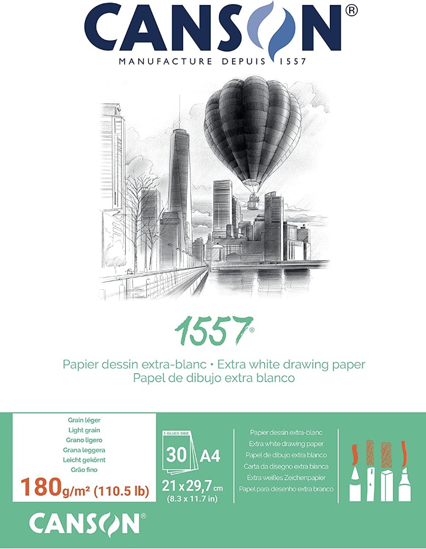 walgelijk Rommelig Informeer Canson 1557 tekenpapier A4, 180 gram, 30 vel - tekenpapier - teken- en  schildermaterialen