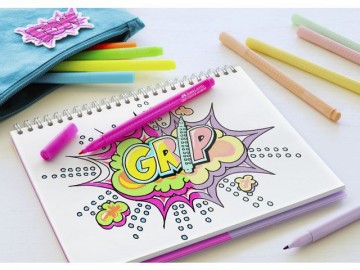 1403 faber castell viltstiften set 5 pastel en 5 neon tekening