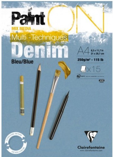 1669 clairefontaine paint on denim mix media a4