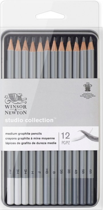 2193 winsor  newton schetsset 12 zachte grafietpotloden