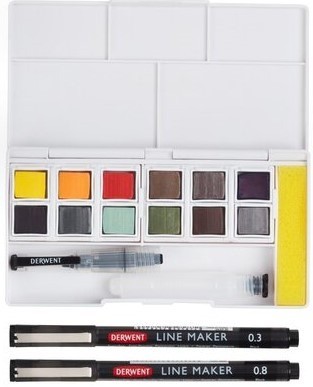 2195 derwent line and wash paint pan set