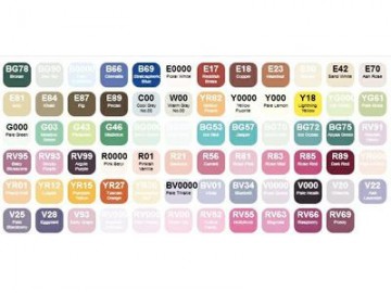 2533 copic sketch 72 alcoholmarkers set e kleurenkaart