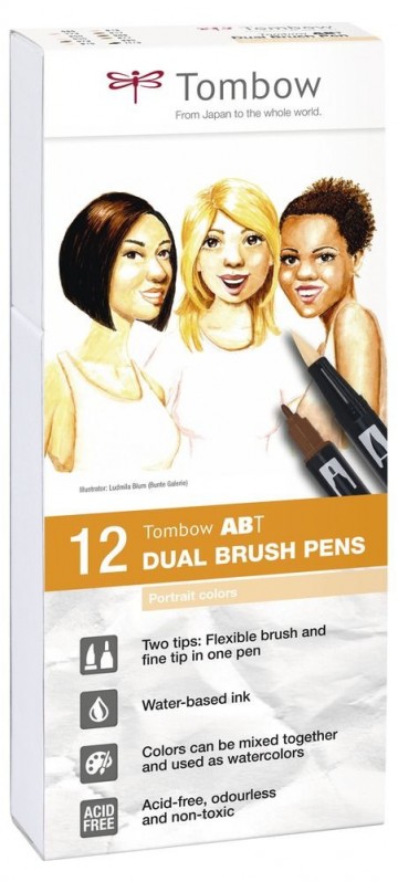 2637 tombow abt dual brush pens 12 huidskleuren