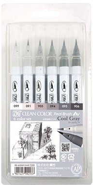 2666 kuretake zig clean color realbrush cool grey