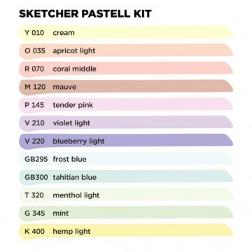 3486 1 molotow sketcher 12 markers pastel kit kleurenkaart