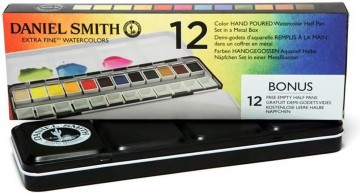 3824 daniel smith aquarelverf 12 halve napjes in metalen doos