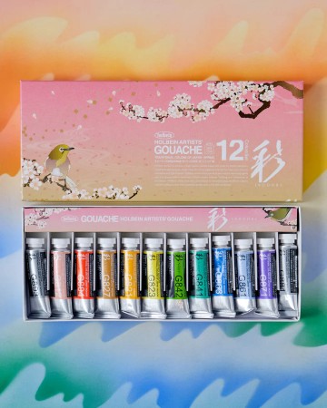 3961 holbein gouache 12 tubes spring