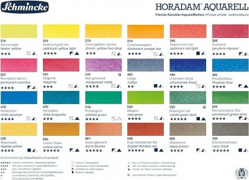 4061 1 schmincke horadam aquarelverf 24 halve napjes kleurenkaart