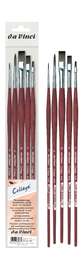 4272 da vinci college set 5 penselen voor olie  en acrylverf 5269