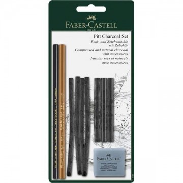 4326 faber castell pitt charcoal houtskool 10delig set