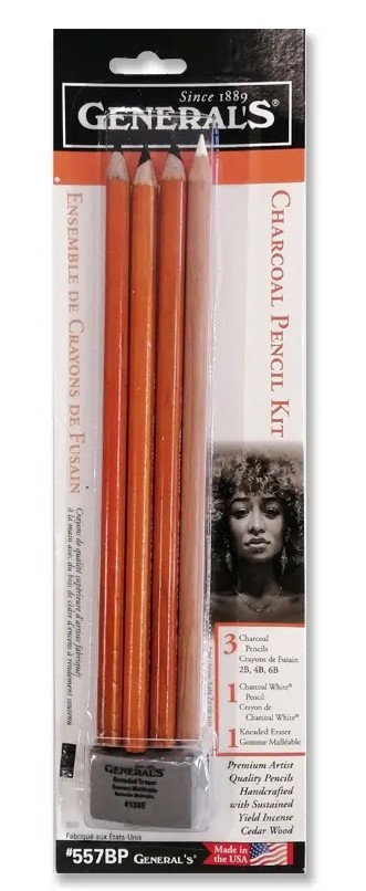 4328 general 3 houtskoolpotloden en 1 charcoal white