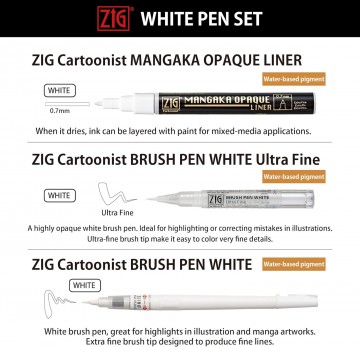 4350 1 kuretake zig white pen set