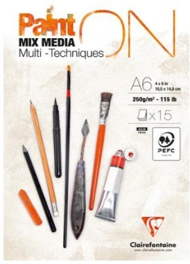 4380 clairefontaine paint on wit a6 mixed media papier 250 gram 15 vel