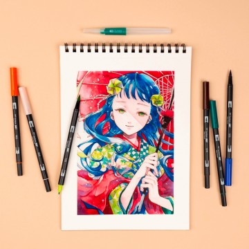 4387 tombow abt dual brush manga set wind