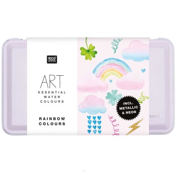 4486 rico art essential aquarelverf 12 napjes in blik rainbow colours