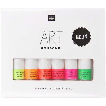 4493 rico art gouache 6 tubes 12 ml neonkleuren