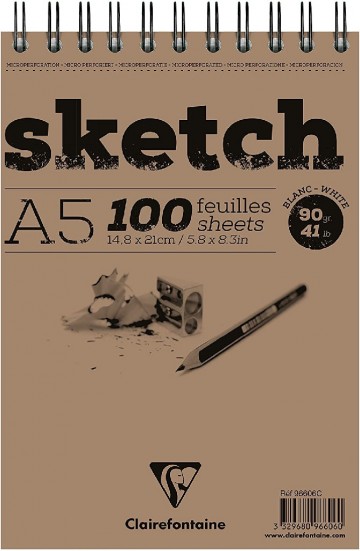4524 clairefontaine sketch schetsblok met spiraal a5 90 gram 100 vel 1