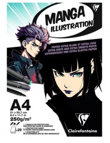 4526 clairefontaine manga illustratie blok a4 250 gram 20 vel 1
