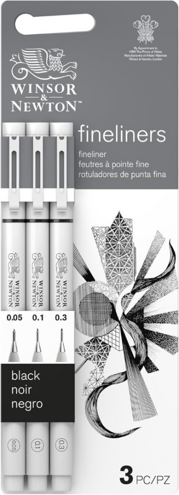 4531 winsor  newton 3 fineliners zwart 1