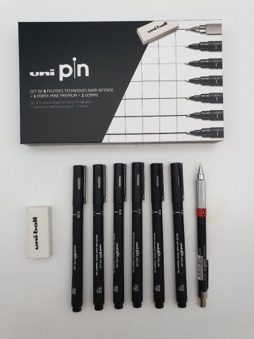 4564 uni pin fineliners vulpotlood