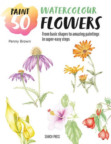 4592 paint 50 watercolour flowers door penny brown