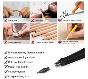 4599 infinity eeuwigschrijvend potlood zwart met dop 2