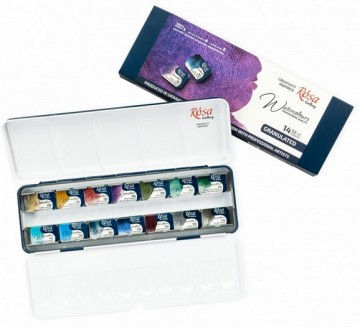 4664 rosa gallery aquarelverg granulating 14 nappen in metalen doos 1