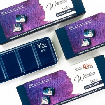 4664 rosa gallery aquarelverg granulating 14 nappen in metalen doos 2