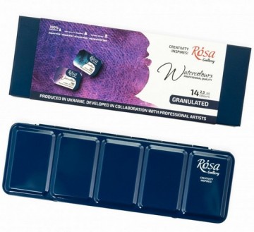 4664 rosa gallery aquarelverg granulating 14 nappen in metalen doos 4