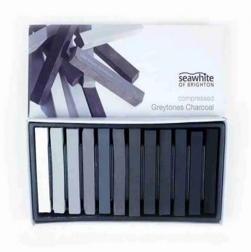 4667 seawhite compressed charcoal in grijstinten 12 stuks 1