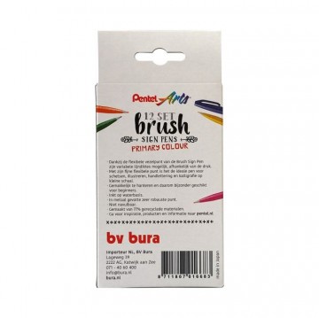 4693 pentel brush sign ses15c 12 set primary colour 3