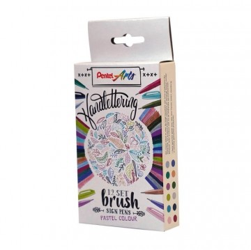 4694 pentel brush sign ses15c 12 set pastel colour 2
