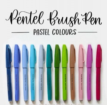 4694 pentel brush sign ses15c 12 set pastel colour 3