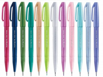 4694 pentel brush sign ses15c 12 set pastel colour 6