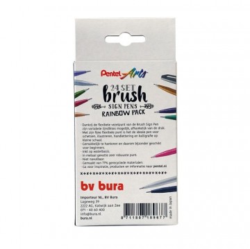 4695 pentel brush sign ses15c 24 set rainbow pack 3
