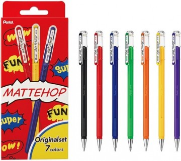 4698 pentel mattehop 7 gelpennen set original 2