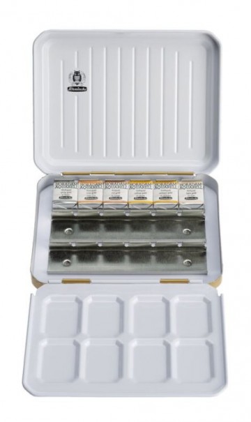 4706 schminke horadam aquarelverf gold 6 napjes in gouden blik 2