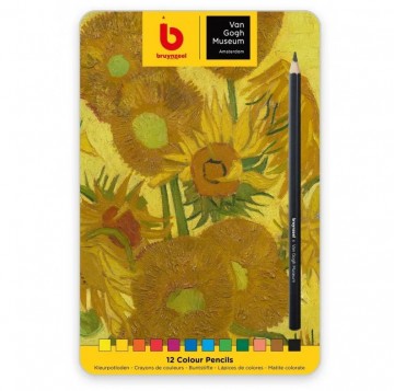 4712 bruynzeel 12 kleurpotloden in van gogh zonnebloemen blik 1