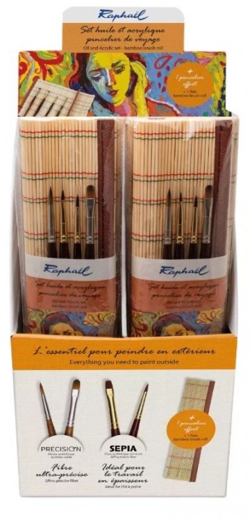 4776 kadotip raphael sepia precision 4 penselen voor acryl  en olieverf in bamboe mat 2