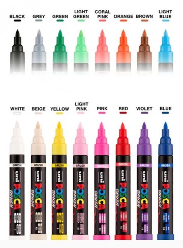 4813 posca 16 brush paintmarkers 5