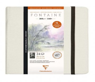 4845 clairefontaine fontaine aquarelboek 16x21 cm hot pressed 300 gram 24 vel  4 vellen vloeipapier 1