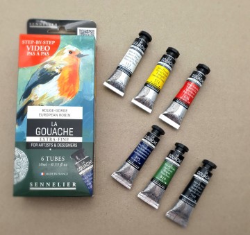 4896 aanbieding sennelier gouache extra fine 6 tubes 10 ml set european robin  roodborstje 3