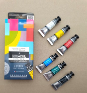 4899 aanbieding sennelier gouache extra fine 6 tubes 10 ml set primary colours 2