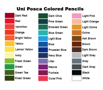5085 posca kleurpotloden kleurenkaart colour chart 0