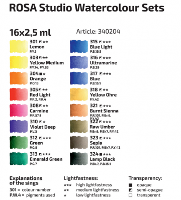 5201 rosa studio watercolours 16 nappen kleurenkaart