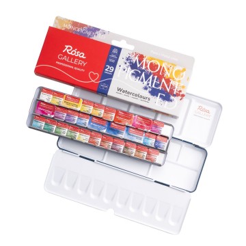 5205 rosa gallery aquarelverf mono pigment in blik 22 halve en 7 hele 1