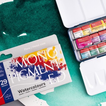 5205 rosa gallery aquarelverf mono pigment in blik 22 halve en 7 hele 2