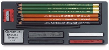 Generals Drawingclass 13-delige houtskool- en grafietset